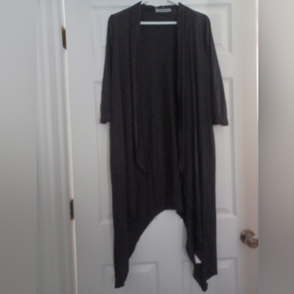 Arianna By Howard NWT black Open Waterfall OSFM Long Cardigan